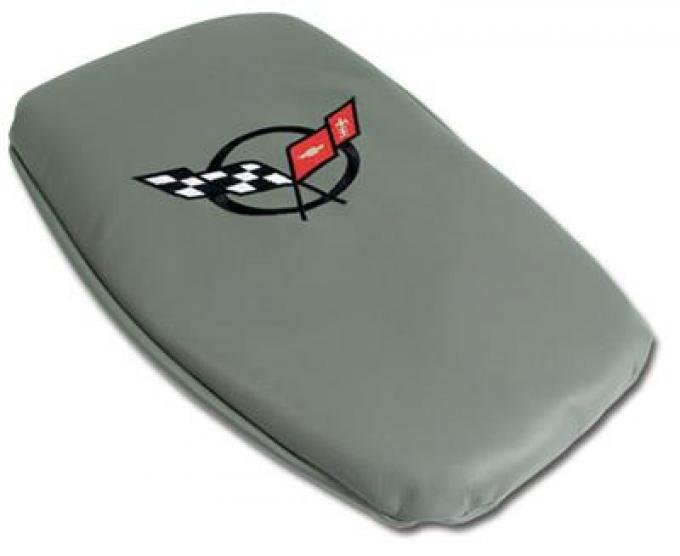 97-04 Center Console Cushion Cover - Vette Rest Gray With Black C5 Logo