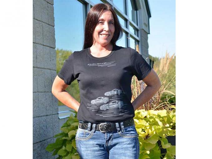 Corvette Trio Womens Black Short Sleeve T-Shirt