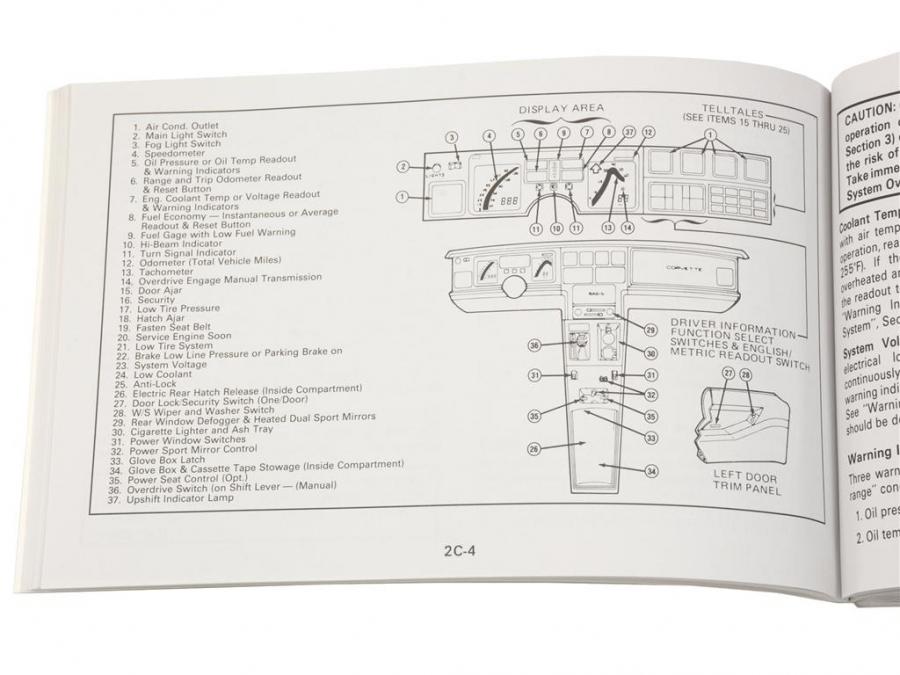 1986 CORVETTE OWNERS MANUAL PDF visual data 8