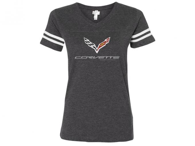 T-Shirt C7 Logo Ladies Smoke Striped Sleeve