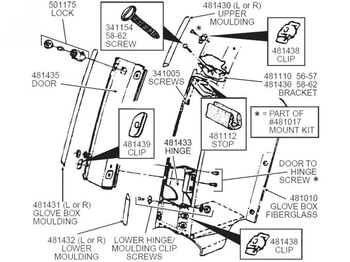 56-57 Glove Box Lock Catch - On Body