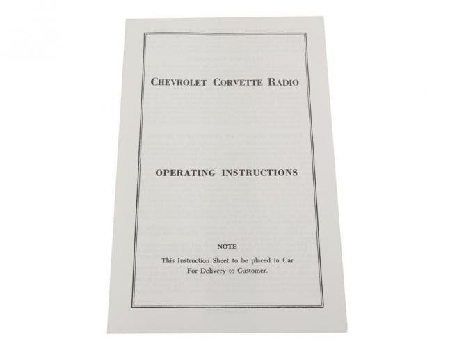 1953-1957 Radio Instruction Sheet