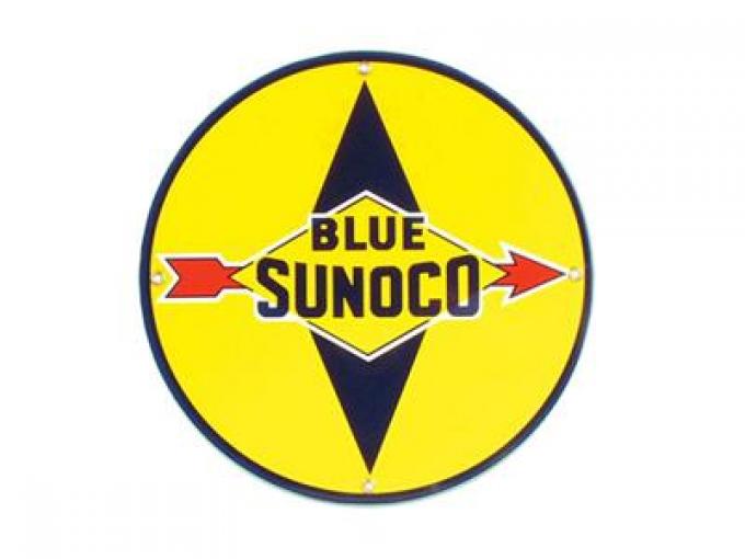 Porcelain Sign - Blue Sunoco 12" Round