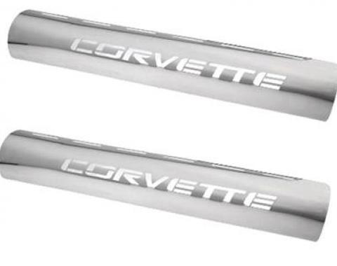 63-82 Side Exhaust Shields - Corvette Logo - Pair