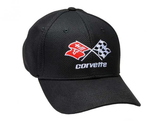 Black Flexfit Performance Hat with 63-82 Crossflag Embroidered Logo