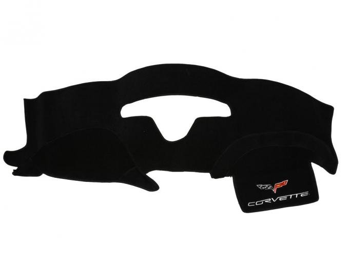 2005-2013 Dash Mat - Black With C6 Embroidered Logo - Except Heads Up Display