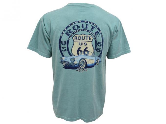 T-Shirt Men's Laid Back Seafoam Green Get Your Kicks On Route 66 C1