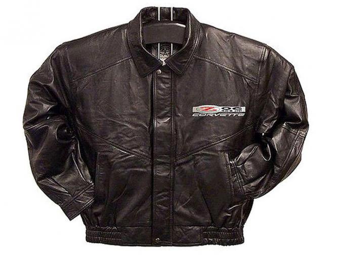 Jacket Lambskin Leather Black With C5 Z06 405 HP Embroidered Emblem