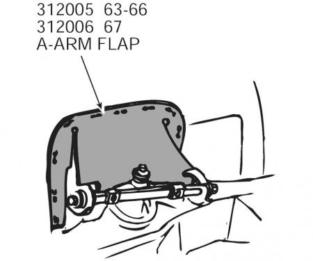 63-66 Front A-Arms / Control Arms Flaps with Staples (Set of 2)