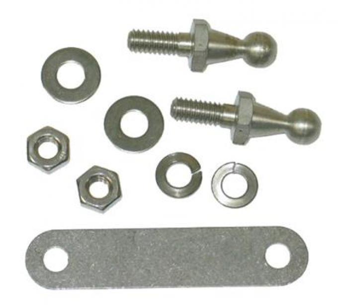 58-62 Gas Pedal Stud Kit - With Support Plate Stainless Steel - 3 Pieces Set
