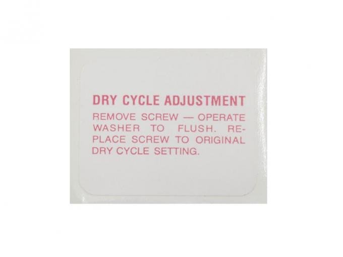 58-62 Decal - Engine Compartment Washer Bottle Dry Cycle Adjustment