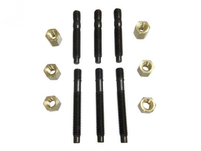 59-81 Exhaust Manifold Studs With Brass Nuts - 12 Pieces