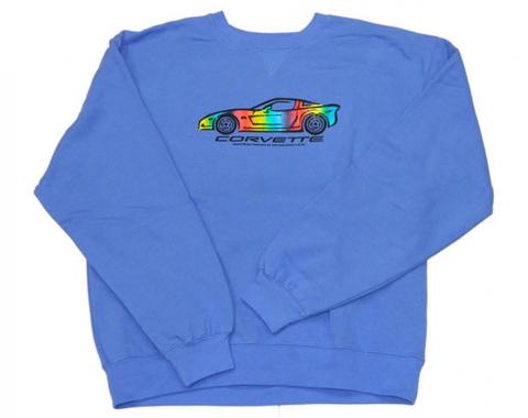 Blue Crew Neck Rainbow Foil Design Sweatshirt