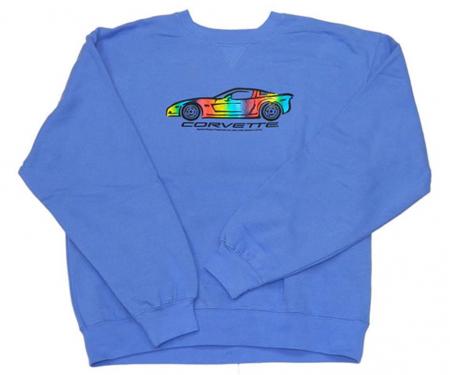 Blue Crew Neck Rainbow Foil Design Sweatshirt
