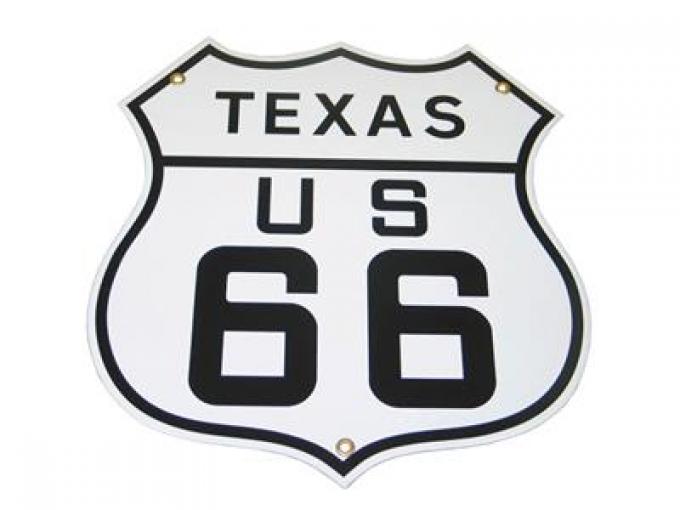 Texas Route 66 12" Diecut Porcelain Sign