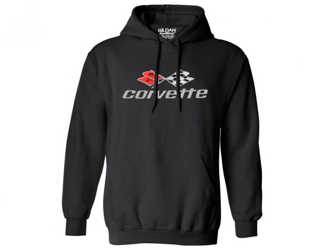 Hoodie/Hooded Sweatshirt With Crossflag Embroidered Logo Black