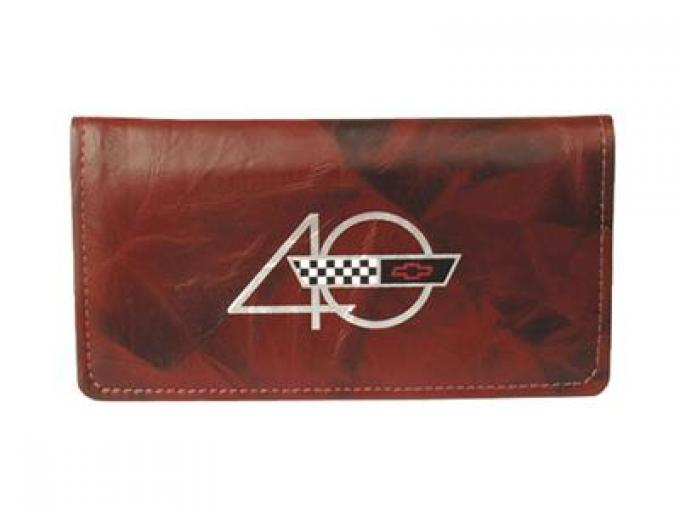 Checkbook Cover 40th Anniversary Burgundy Leather