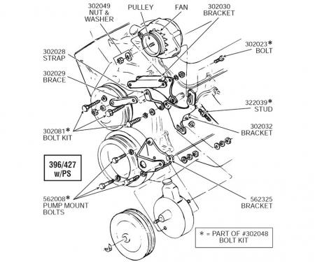 65-74 Alternator Mounting / Power Steering Adjusting Stud - 396 / 427 / 454