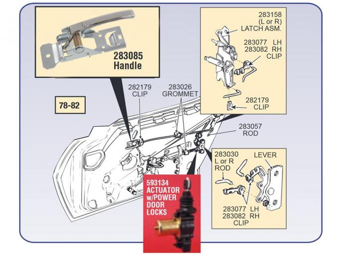 78-82 Power Door Lock Actuator Rod - Left