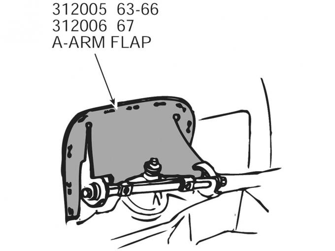 63-66 Front A-Arms / Control Arms Flaps with Staples (Set of 2)