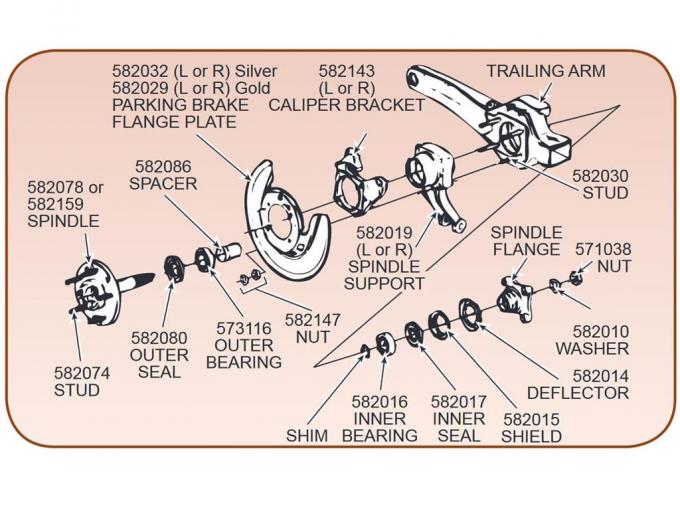 63-82 Rear Spindle / Wheel Bearing Support - Right Hand