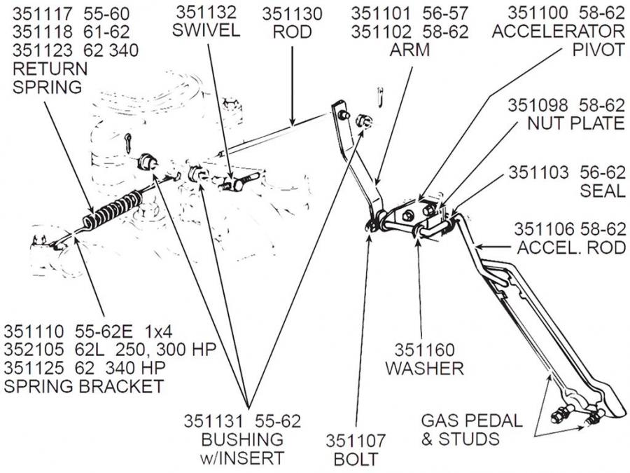 5657 Carburetor Linkage Accelerator Arm / Lever at Firewall