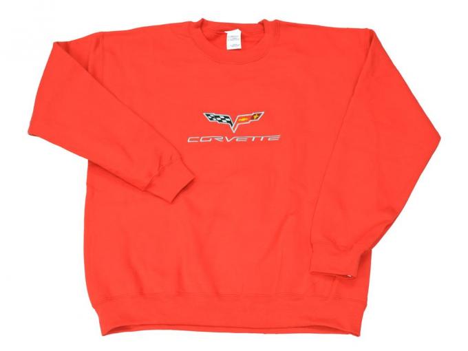 Sweatshirt With C6 Embroidered Emblem Red