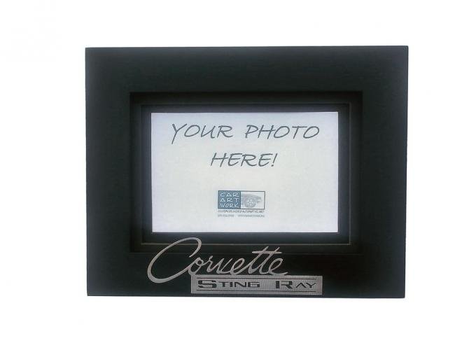 63-65 Corvette Car Art Work Blackwood Photo Frame w/1963-1965 Sting Ray Emblem
