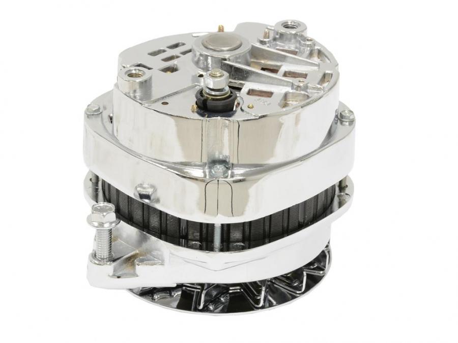 140 Amp Chrome Alternator For Chevy GM Hot Rod – 9 Clock Plug – High Output