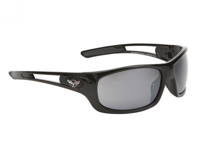 Sunglasses - Gloss Black Full Frame With C5 Logo - Rx Capable