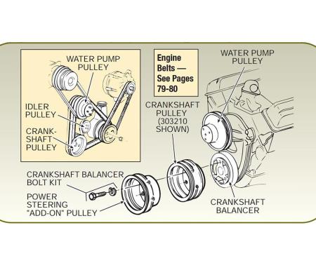 68-70 Water Pump Pulley - With Air 1 Groove Add-on