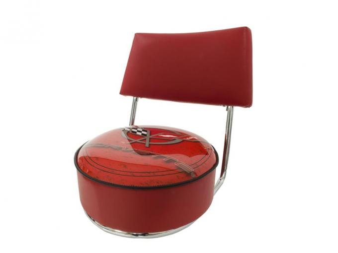 Counter Stool - Red With Back Rest And C5 Logo