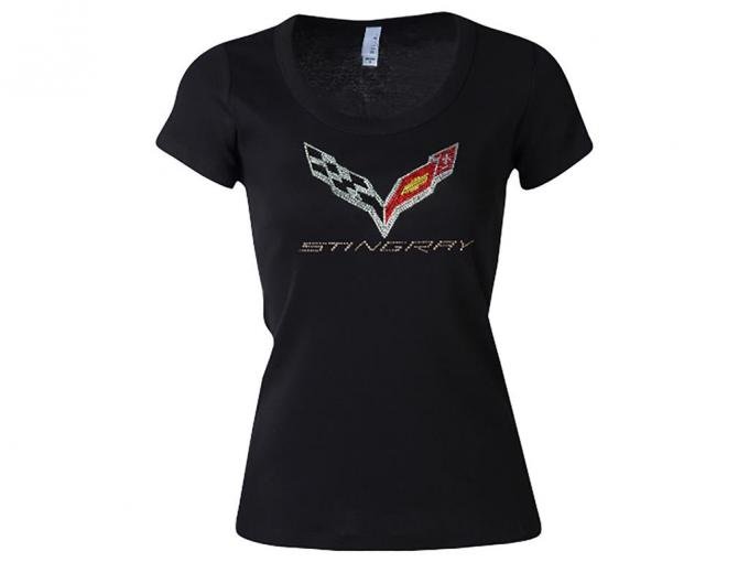 T-Shirt Ladies C7 Corvette Rhinestone Emblem