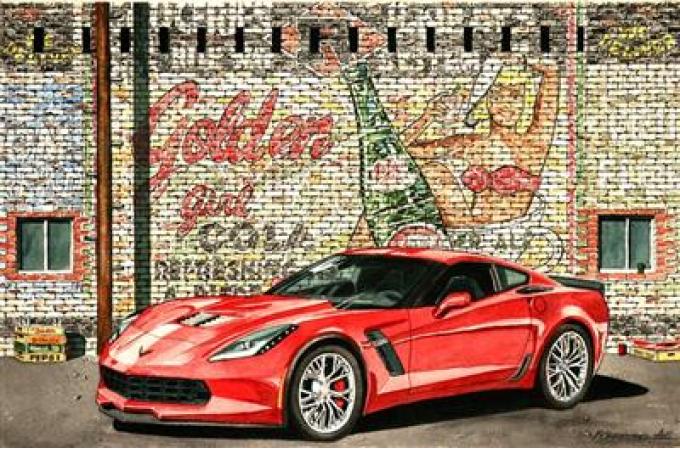 The Golden Girl Red C7 Z06 Coupe Print