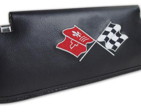 CA 1969-1973 Chevrolet Corvette Sunvisors Madrid Embroidered with Logo 407220 | 59-96 Black