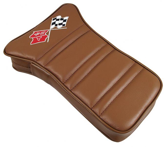 CA 1970-1972 Chevrolet Corvette Center Armrest Embroidered Leather 414953E | 67 Saddle & 70-72 Dark Saddle