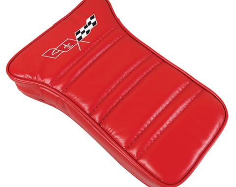 CA 1977-1978 Chevrolet Corvette Center Armrest Embroidered Leather 414924E | 77-81 Red