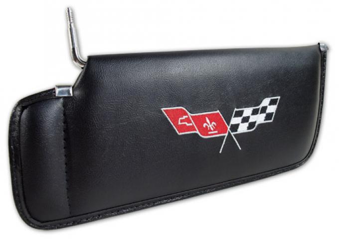 CA 1977-1981 Chevrolet Corvette Sunvisor Embroidered with Logo 408720 | 59-96 Black