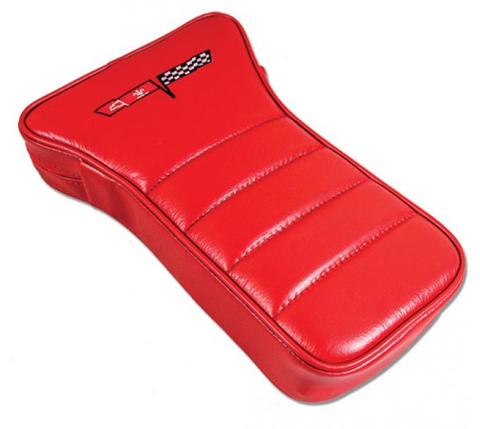CA 1979-1981 Chevrolet Corvette Center Armrest Embroidered Leather 425024E | 77-81 Red