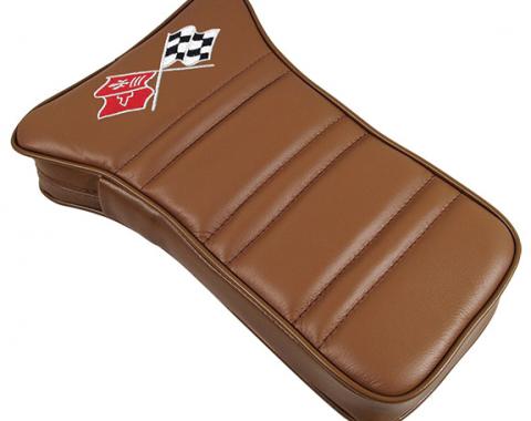 CA 1970-1972 Chevrolet Corvette Center Armrest Embroidered Leather 414953E | 67 Saddle & 70-72 Dark Saddle