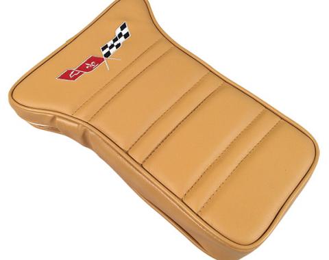 CA 1976-1977 Chevrolet Corvette Center Armrest Embroidered Leather 414957E | 76-77 Buckskin