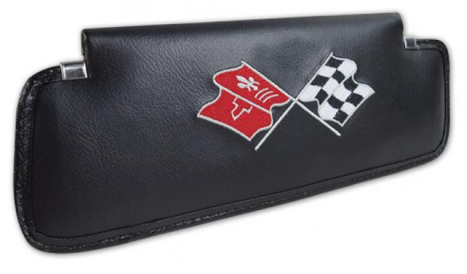 CA 1969-1973 Chevrolet Corvette Sunvisors Madrid Embroidered with Logo 407220 | 59-96 Black