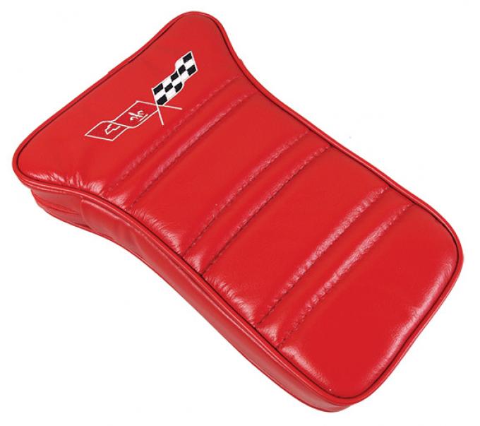 CA 1977-1978 Chevrolet Corvette Center Armrest Embroidered Leather 414924E | 77-81 Red
