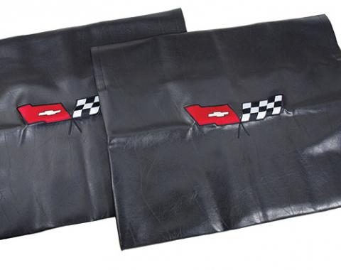 CA 1968-1982 Chevrolet Corvette Embroidered T Top Bags Black with 1982 Crossed Flags Logo 41616