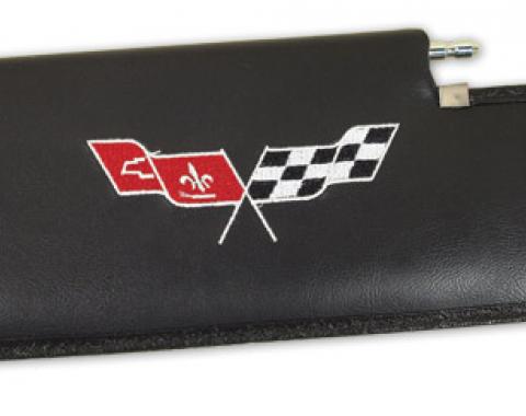 CA 1979-1981 Chevrolet Corvette Sunvisor LH Telescopic with Rod Embroidered with Logo 410120 | 59-96 Black