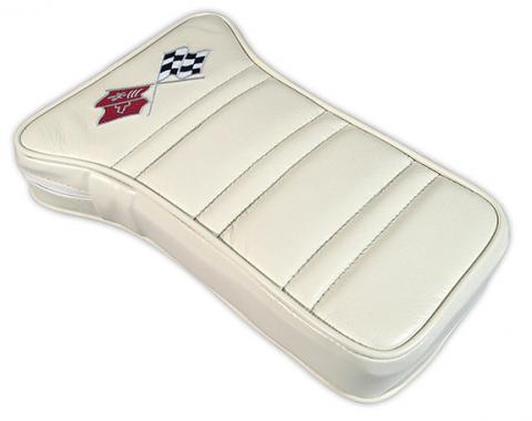 CA 1976-1977 Chevrolet Corvette Center Armrest Embroidered Leather 414976E | 76-77 White
