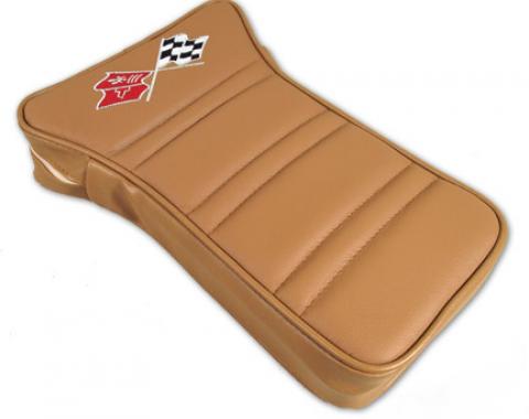 CA 1973-1975 Chevrolet Corvette Center Armrest Embroidered Leather 414951E | 73-75 Medium Saddle