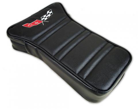 CA 1968-1978 Chevrolet Corvette Center Armrest Embroidered Leather 414920E | 59-96 Black