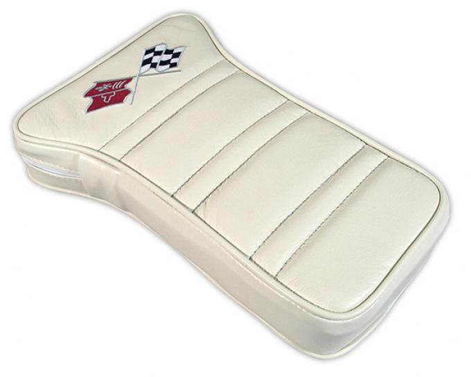 CA 1976-1977 Chevrolet Corvette Center Armrest Embroidered Leather 414976E | 76-77 White