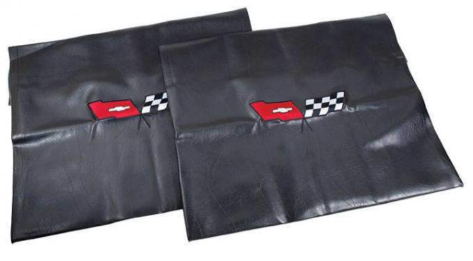 CA 1968-1982 Chevrolet Corvette Embroidered T Top Bags Black with 1982 Crossed Flags Logo 41616